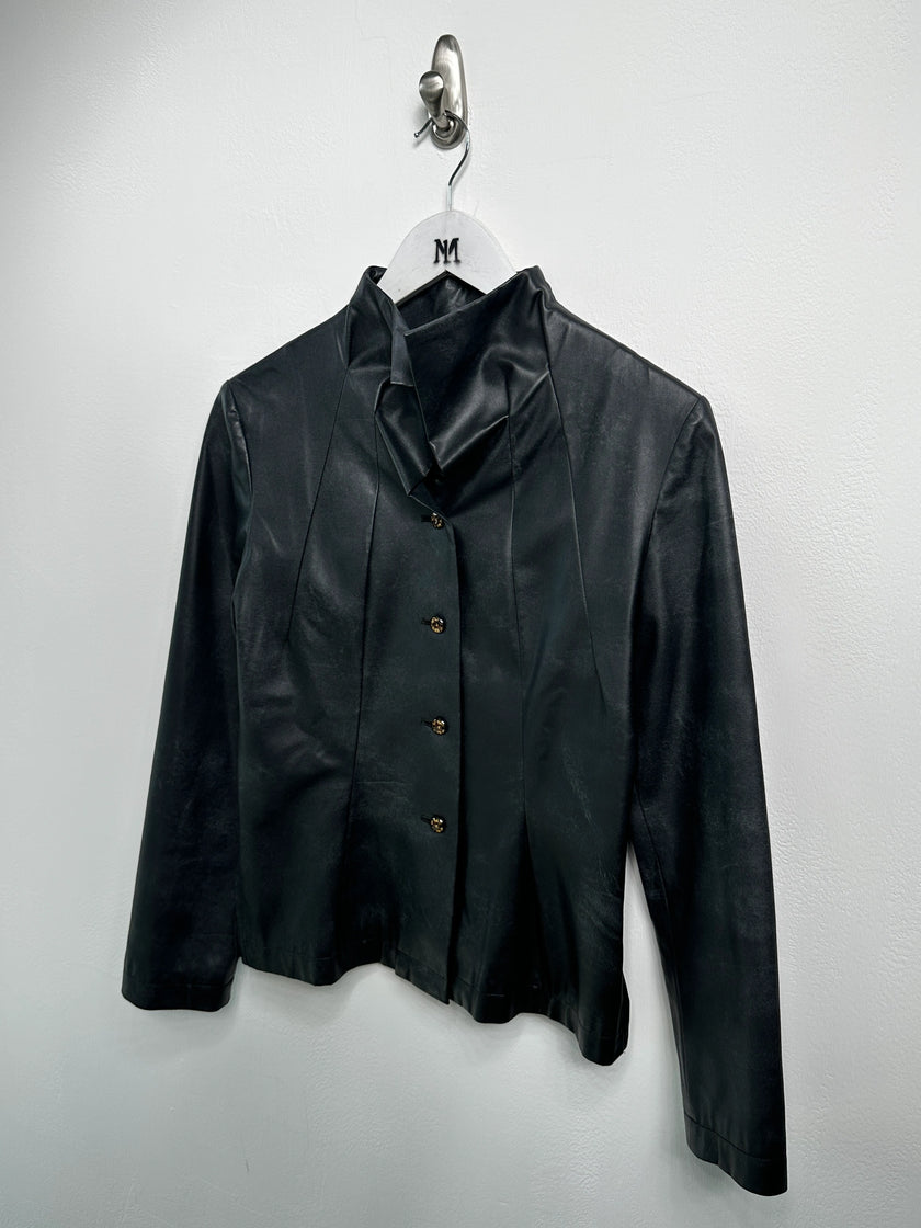 ISSEY MIYAKE - S/S 2006 FAUX LEATHER JACKET WITH SCULPTURAL NECK