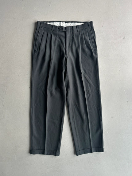 1990s FRONT PLEATS TAILORED TROUSERS WITH TURN UP HEMS