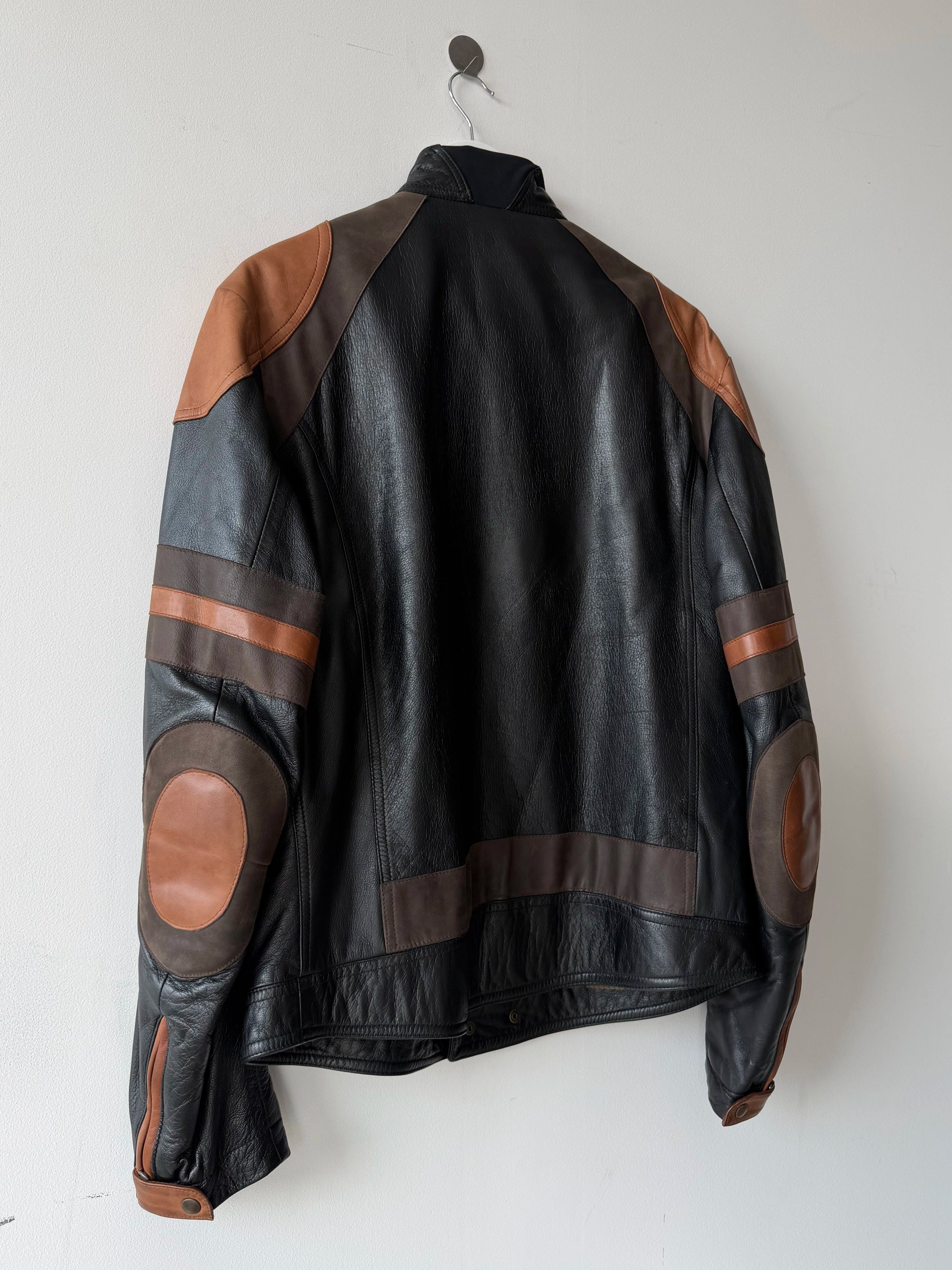 ANTONIO MARRAS - early 2000s PANELED LEATHER BIKER JACKET