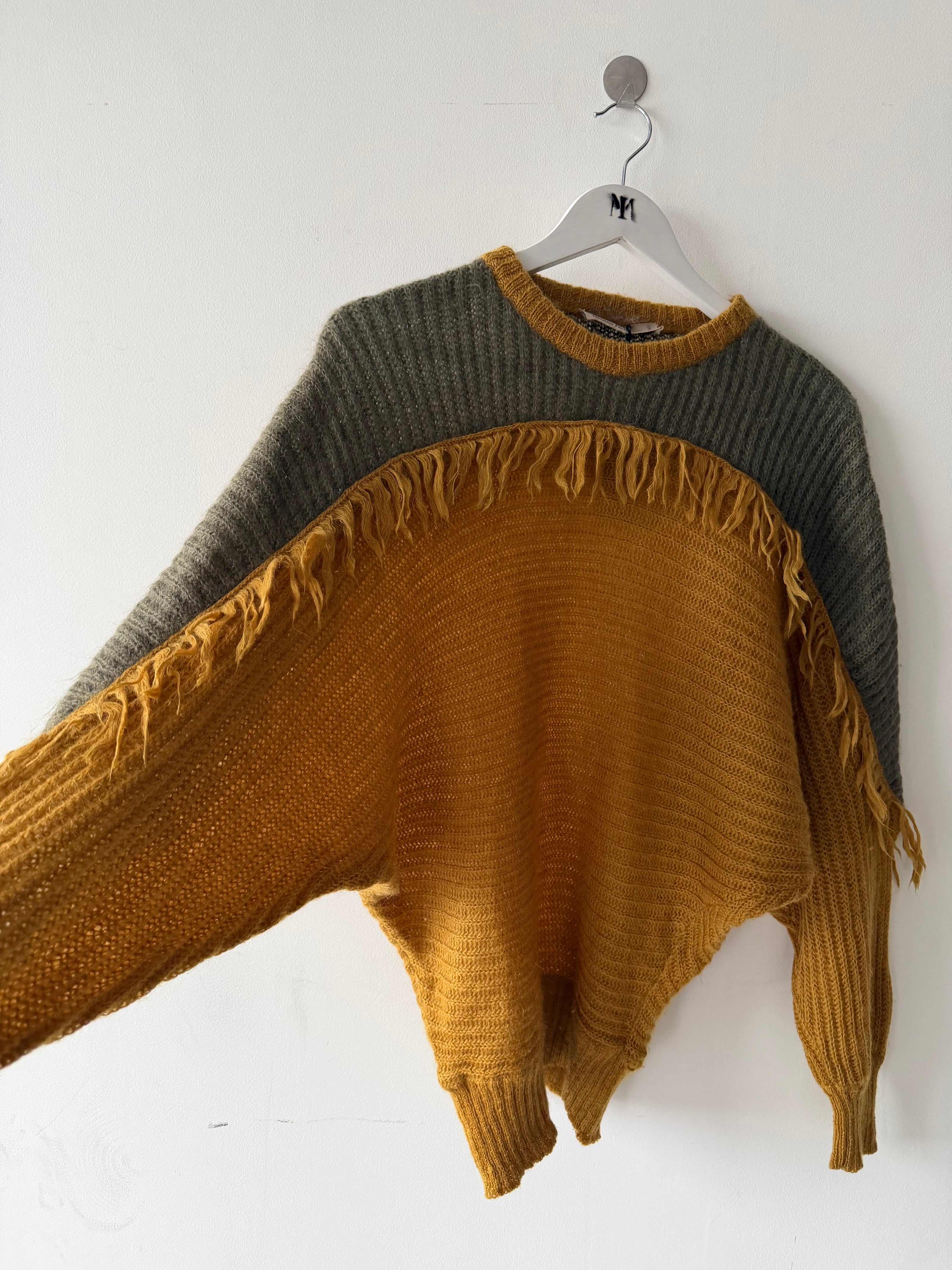ITALIAN LABEL - 1980s CONTRASTING PANEL BATWING KNIT JUMPER