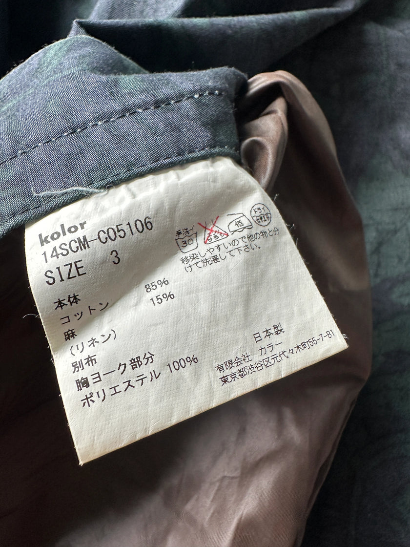 KOLOR - S/S 2014 CONTRASTING YOKE PRINTED TRENCH COAT