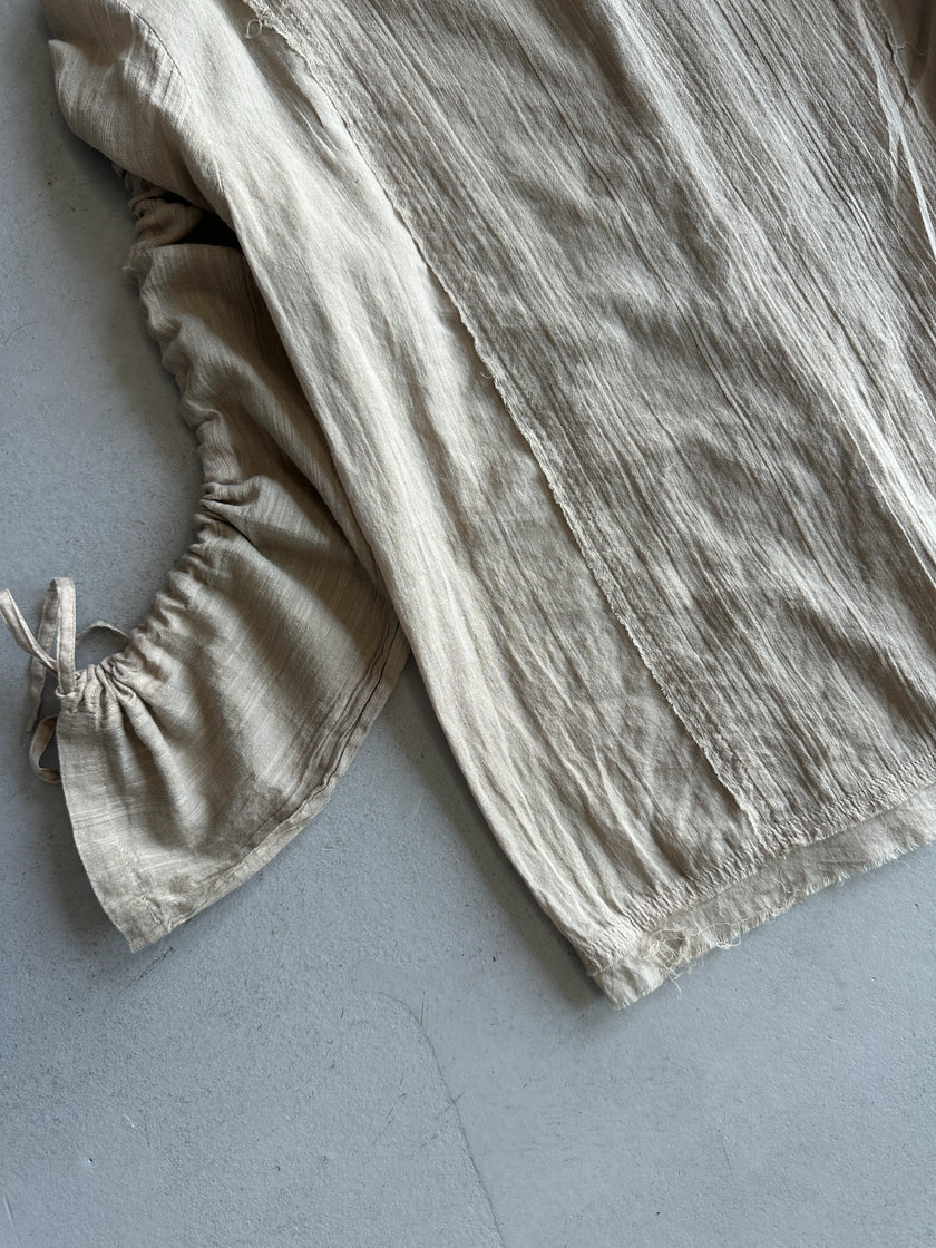 CLOSED BY GIULIANO FUJIWARA - 2000s RUCHED SLEEVE SEMI SHEER BLOUSE