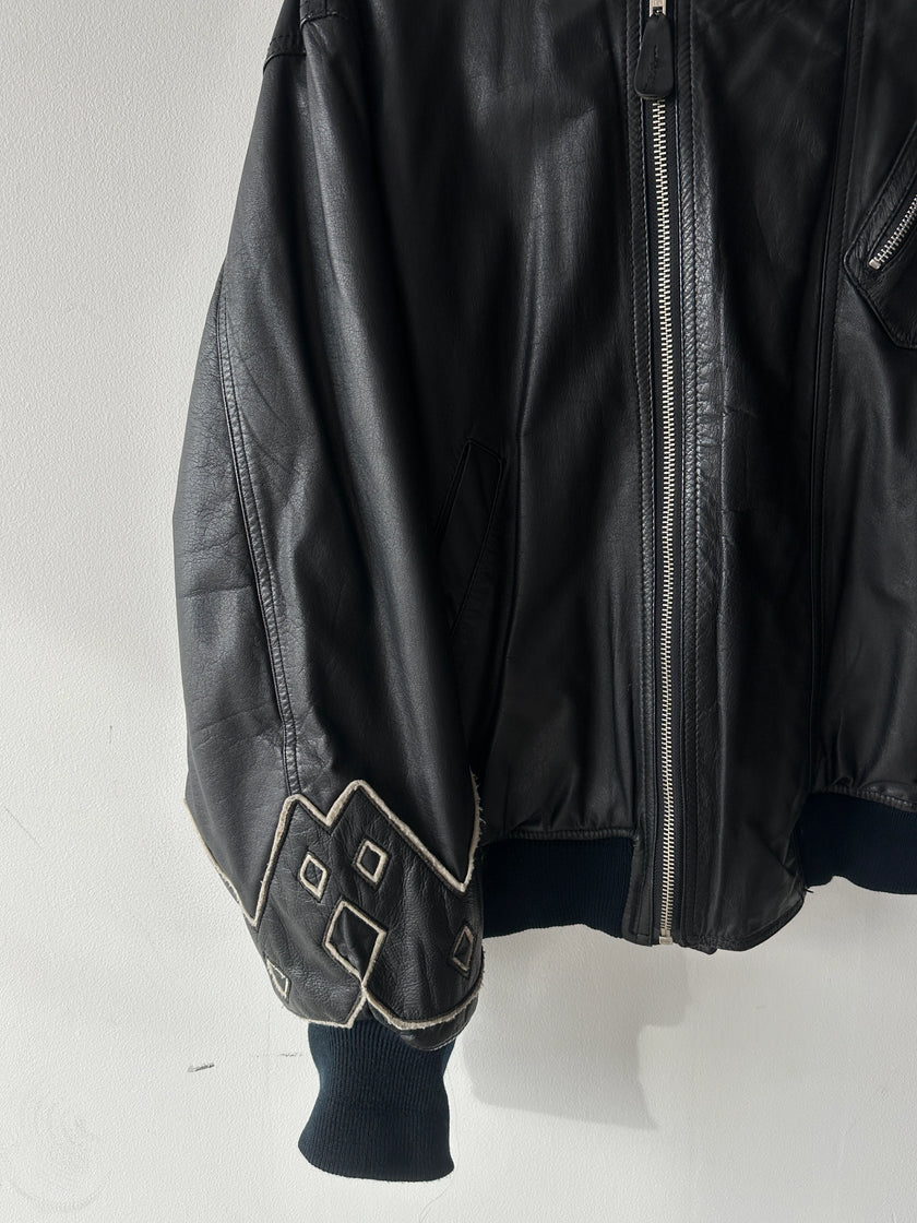 KANSAI YAMAMOTO - 1990s LEATHER BOMBER JACKET