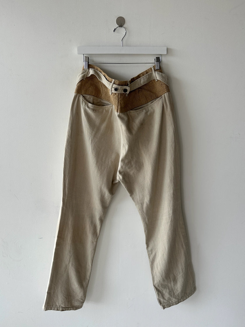 KAPITAL - 1990s LOW CROTCH  TROUSERS WITH WOVEN WAIST PANEL