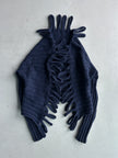 MARITHÉ + FRANÇOIS GIRBAUD - 2000s LOOPING CUT OUT DETAILS OPEN FRONT KNIT CARDIGAN
