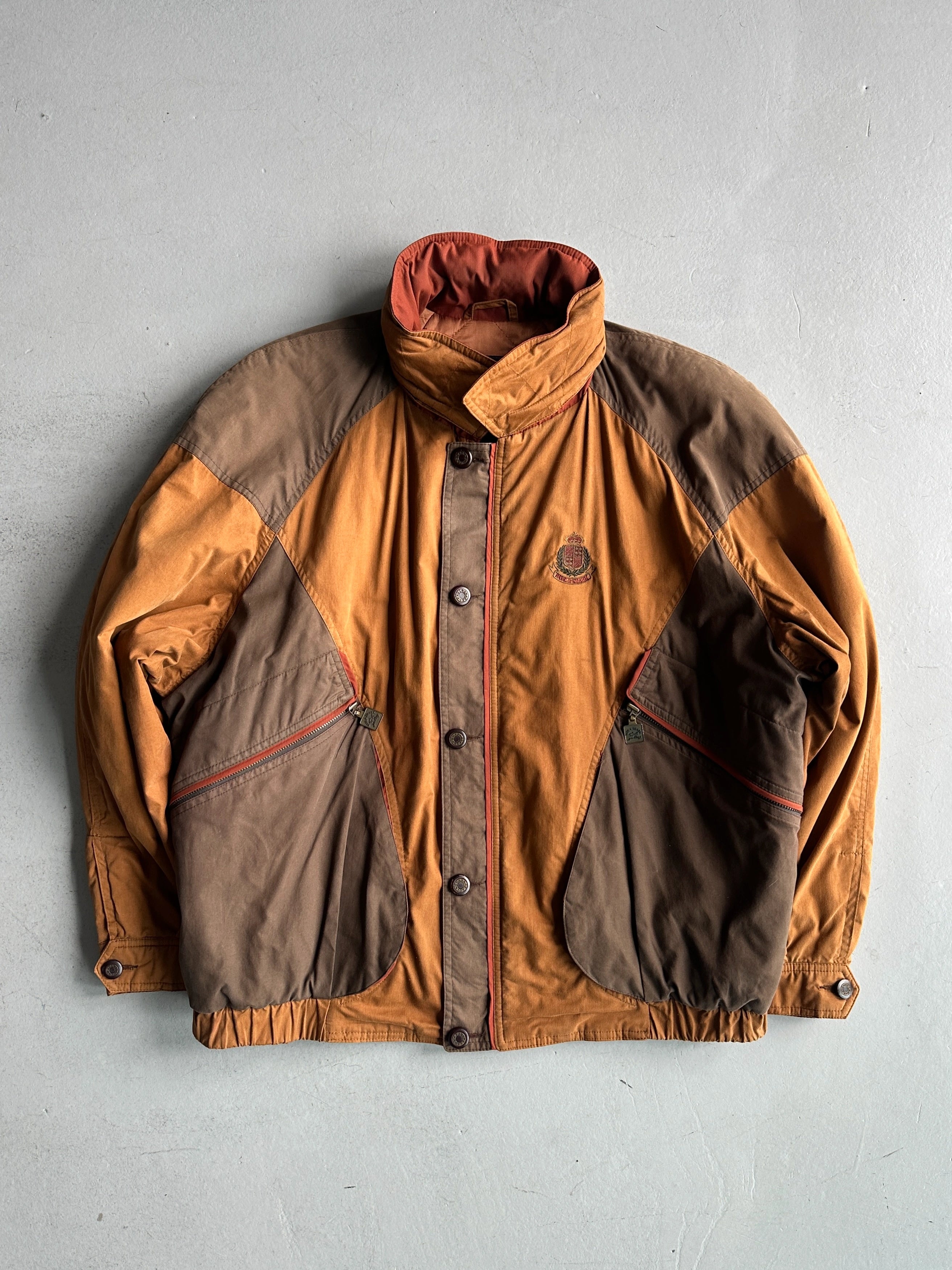1980s ITALIAN LABEL PANELED PUFFER BOMBER JACKET