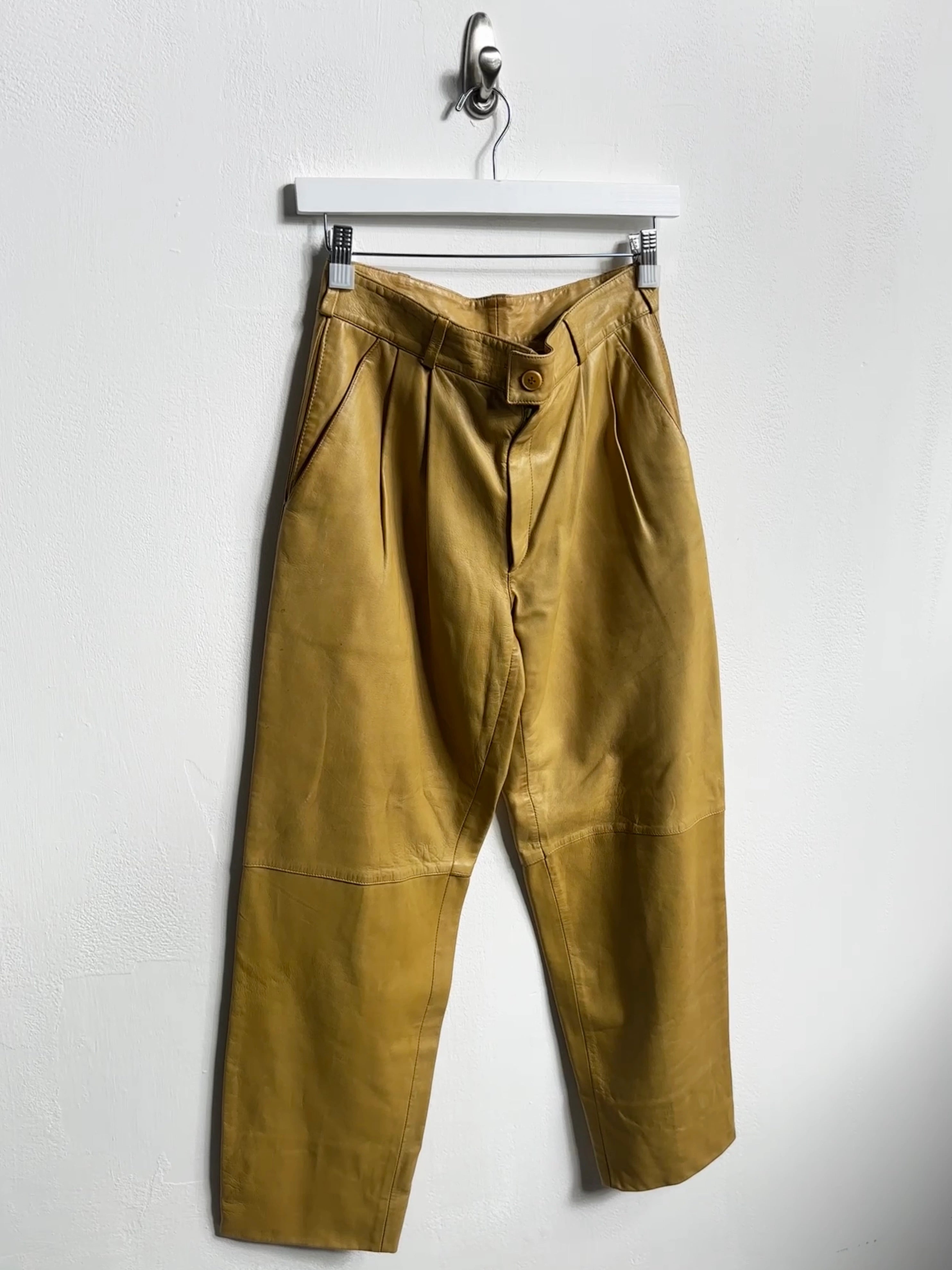 GIANNI VERSACE - 1980s LEATHER TROUSERS WITH FRONT PLEATS