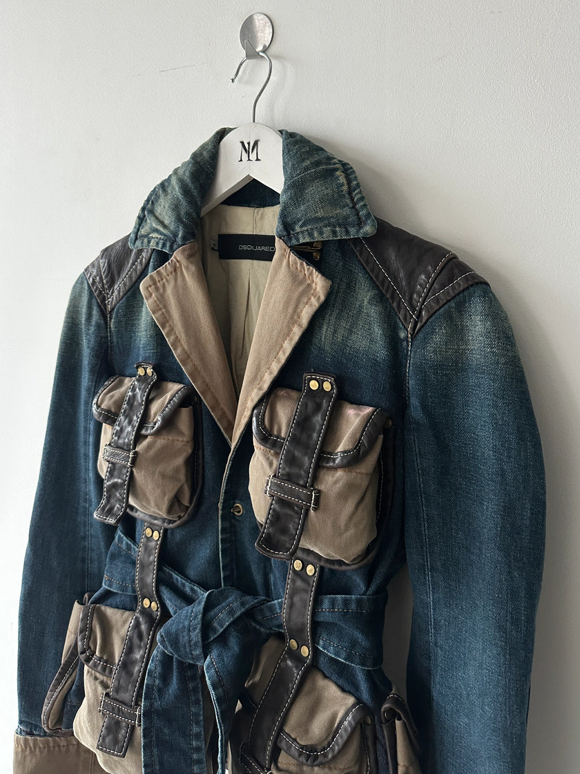DSQUARED2 - F/W 2004 WRAP AROUND POCKETS FITTED DENIM JACKET