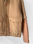 PIERRE BALMAIN - 1980s PANELED BOMBER JACKET WITH CONTRASTING LAYERED LEATHER SLEEVE