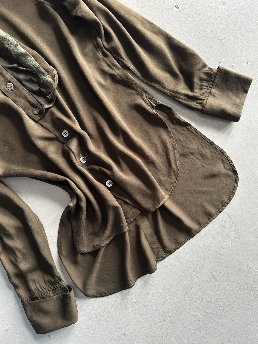 YOHJI YAMAMOTO Y'S - S/S 2001 ASYMMETRICAL SHIRT WITH DETACHABLE DETAIL AT COLLAR