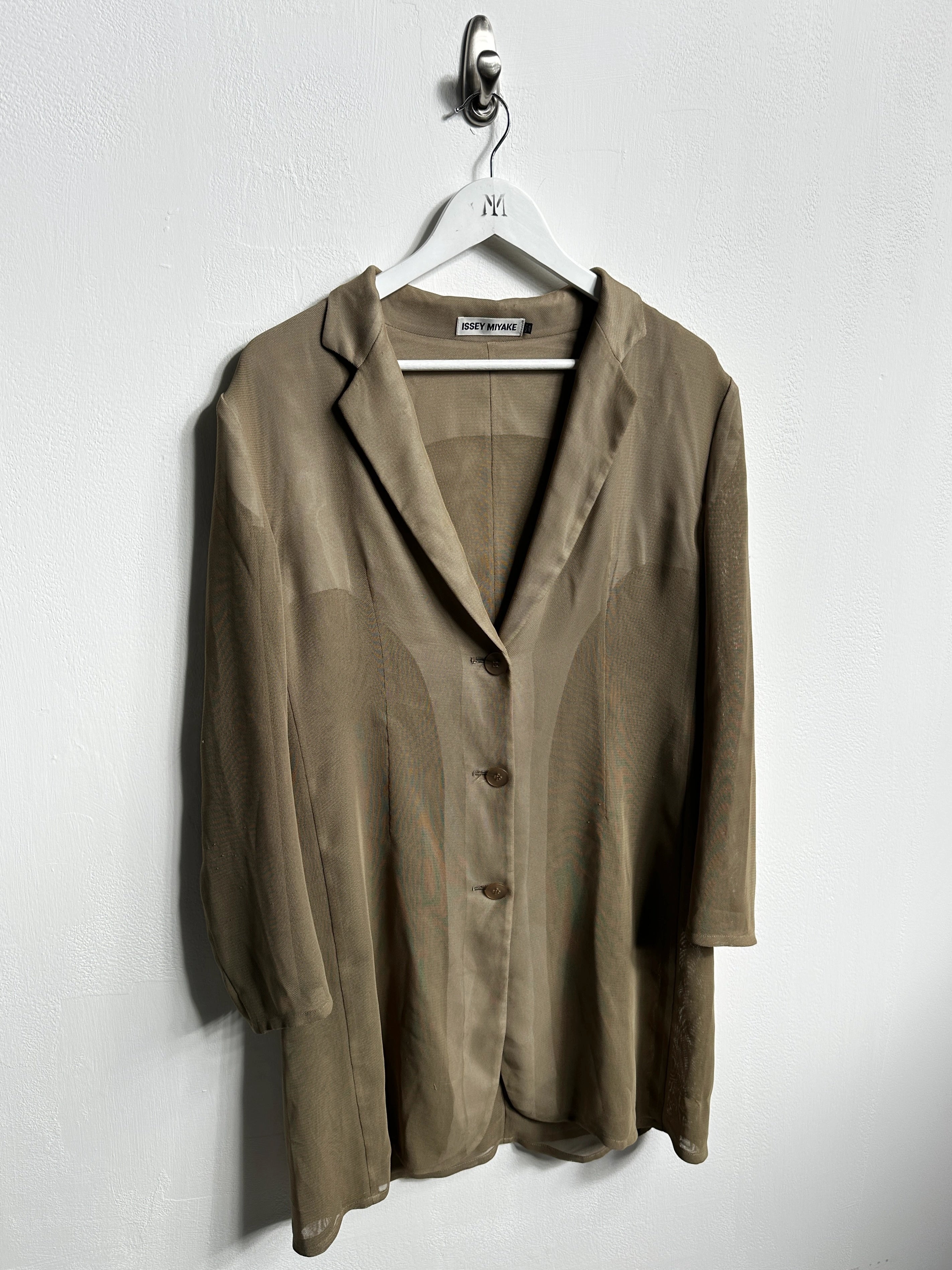 ISSEY MIYAKE - early 2000s DOUBLE LAYER MESH LONG BLAZER