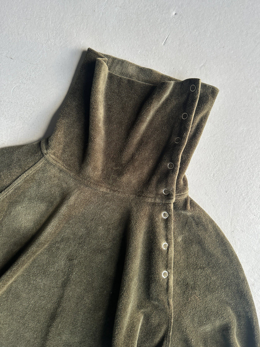 EMPORIO ARMANI - early 2000s SIDE BUTTONED FUNNEL NECK CHENILLE TOP