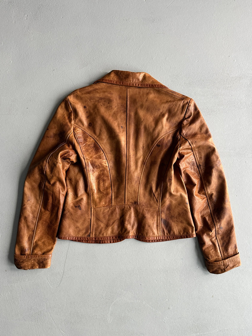 1990s DISTRESSED LEATHER BLAZER