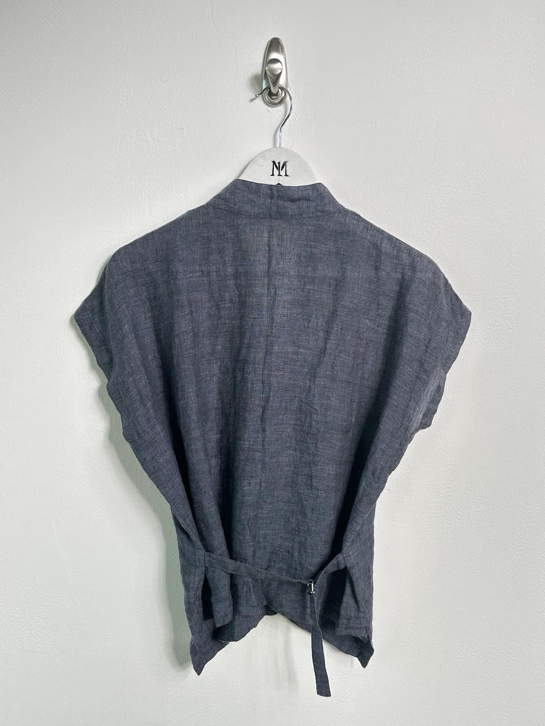 ISSEY MIYAKE - 1980s HEMP WRAP TOP WITH BACK WAIST