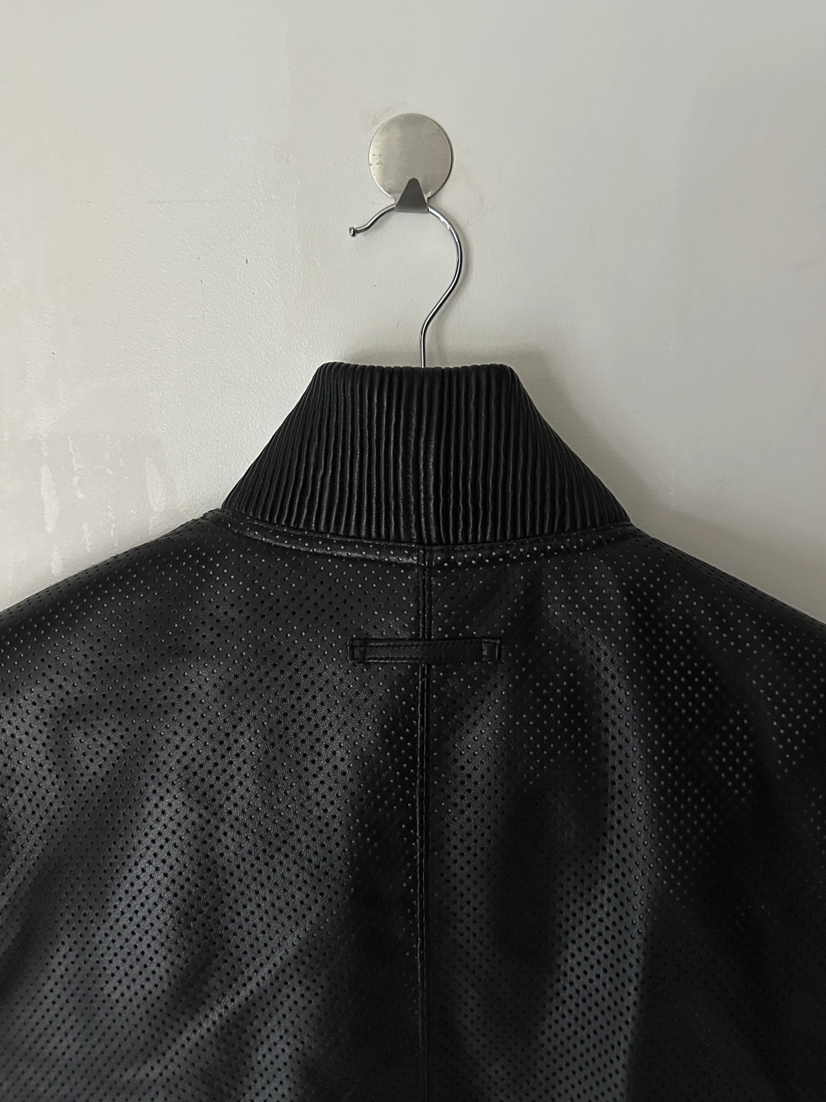 JEAN PAUL GAULTIER OBJET - 1990s PERFORATED LEATHER JACKET WITH ZIP OFF FUR LINING