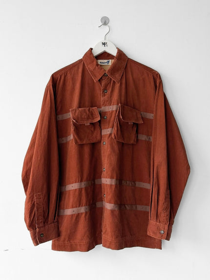 ISSEY MIYAKE HAI - 1980s CORDUROY SHIRT WITH DETACHABLE POUCH POCKETS