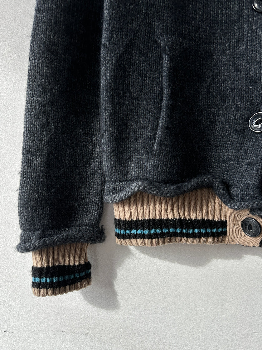 HYSTERIC GLAMOUR  - 2000s CHUNKY KNIT VARSITY CARDIGAN