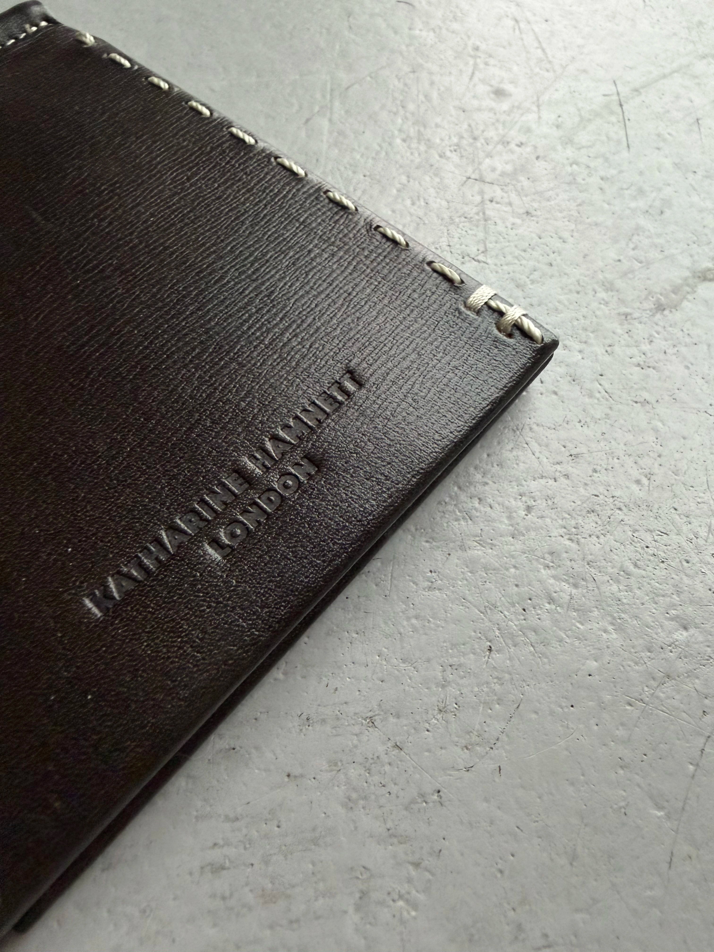 KATHARINE HAMNETT - 1990s LEATHER WALLET WITH STITCHING DETAILS
