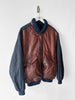 LES COPAINS - 1980s CONTRASTING LEATHER FRONT BOMBER JACKET