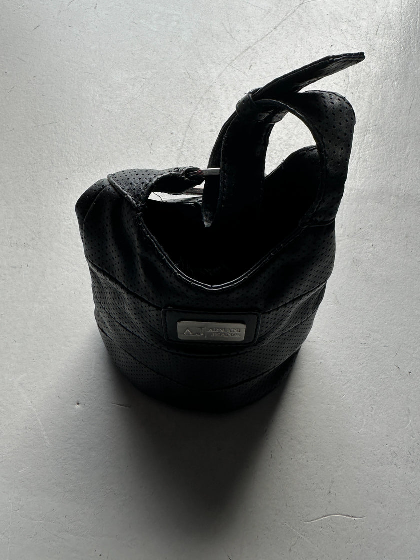 ARMANI JEANS - 2000s PERFORATED LEATHER BUCKET BAG