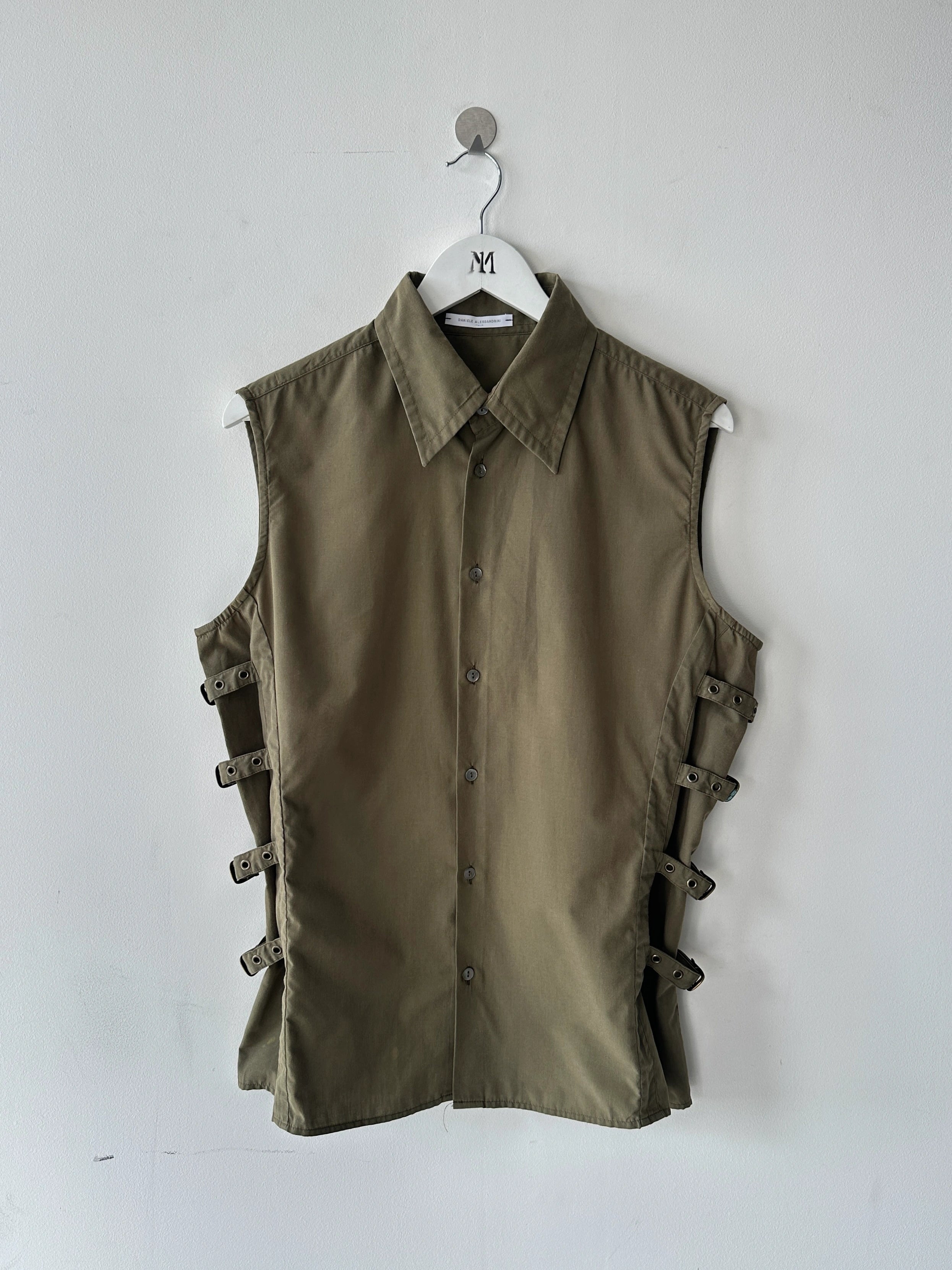 DANIELE ALESSANDRINI - early 2000s VEST SHIRT WITH SIDE BUCKLE STRAPS
