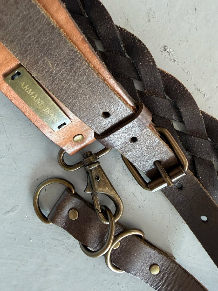 ARMANI JEANS - early 2000s BRAIDED LEATHER BELT