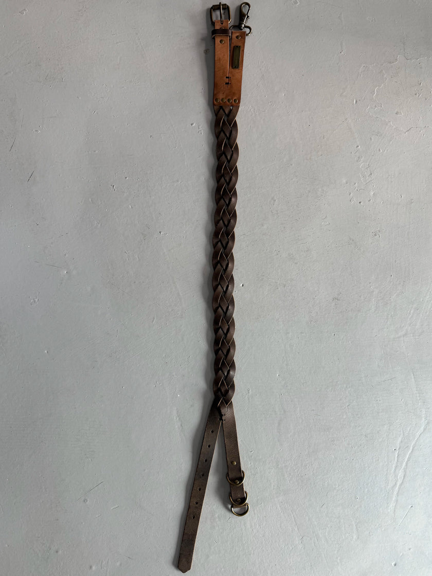 ARMANI JEANS - early 2000s BRAIDED LEATHER BELT