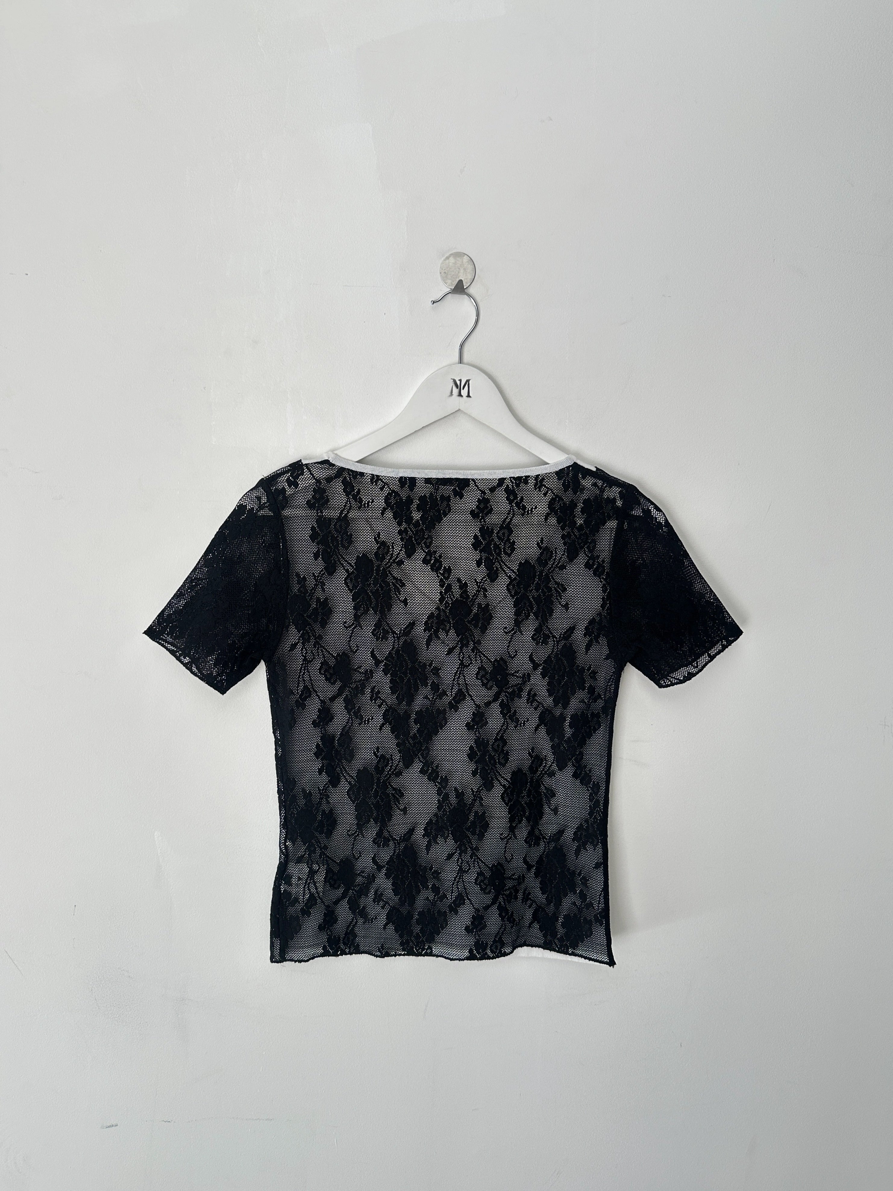 ITALIAN LABEL - 1990s LAYERED FRONT LACE T-SHIRT