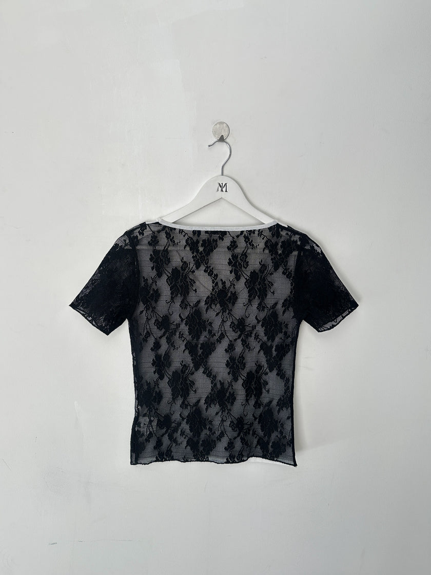 ITALIAN LABEL - 1990s LAYERED FRONT LACE T-SHIRT