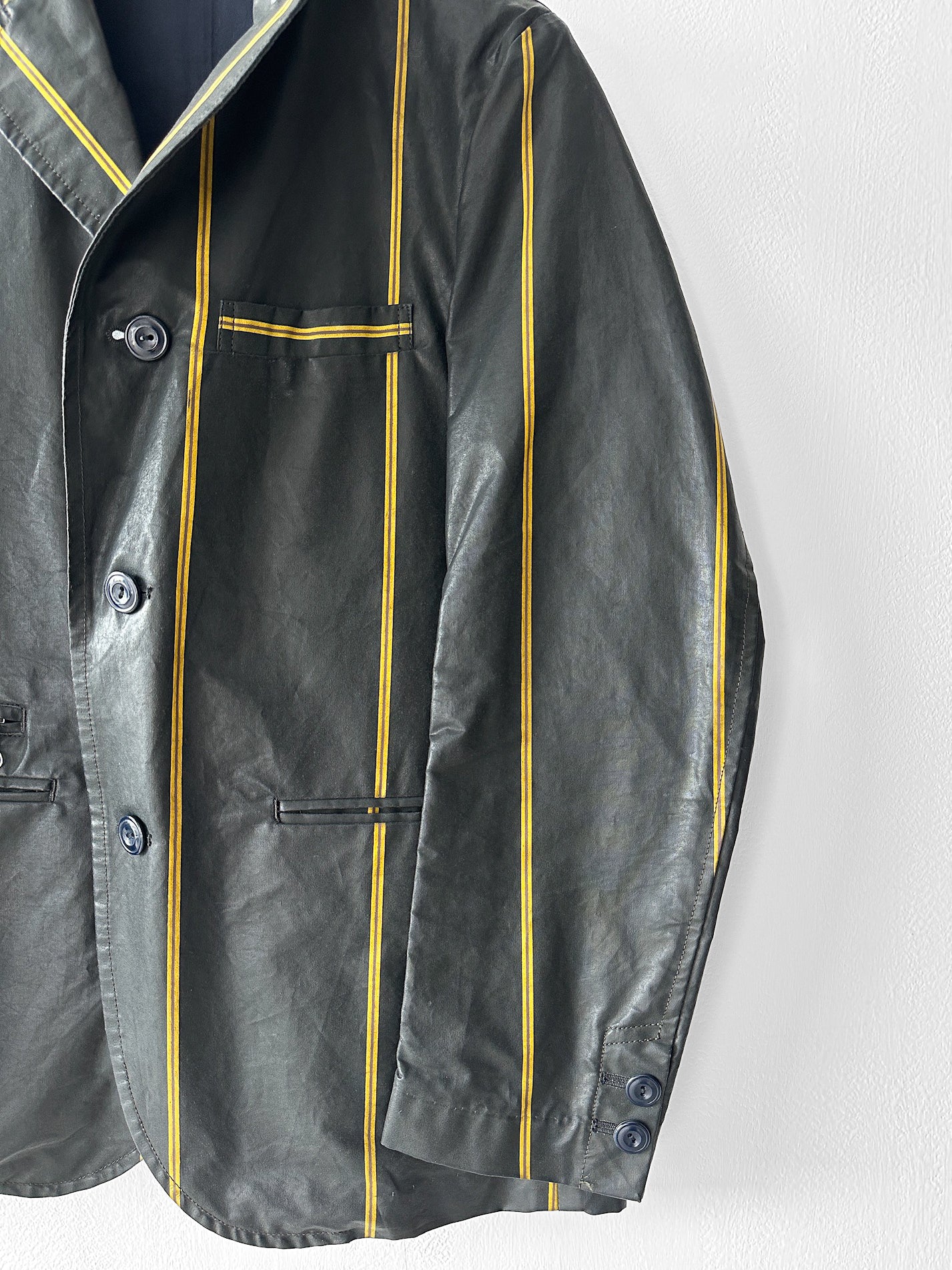 JAPANESE LABEL - 1990s COATED COTTON STRIPED BLAZER