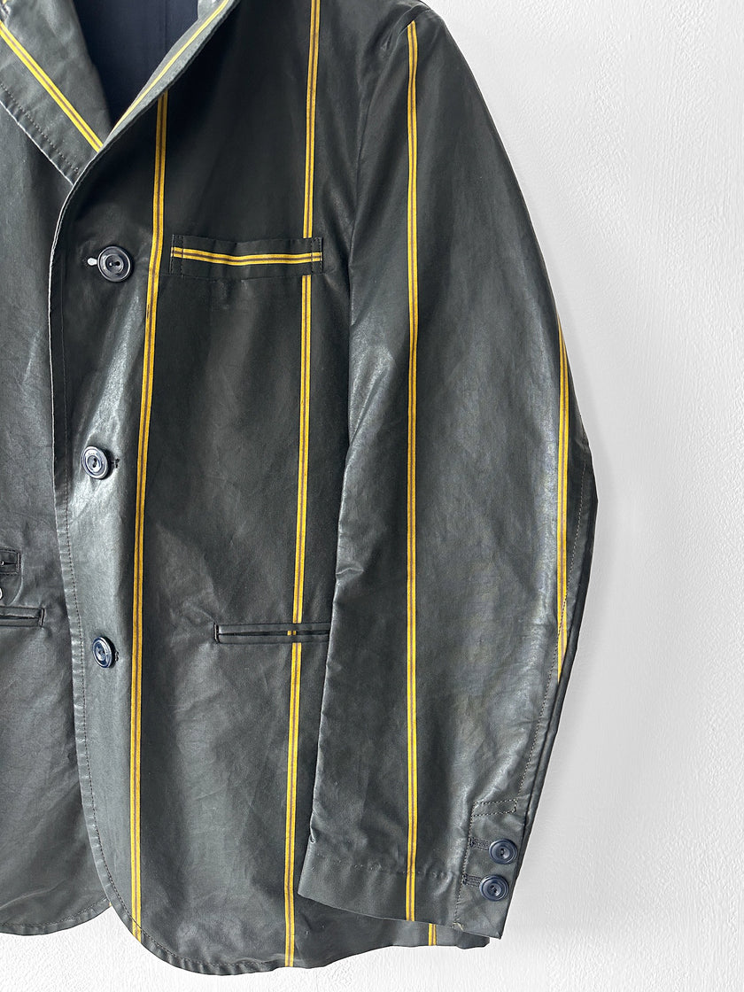 JAPANESE LABEL - 1990s COATED COTTON STRIPED BLAZER