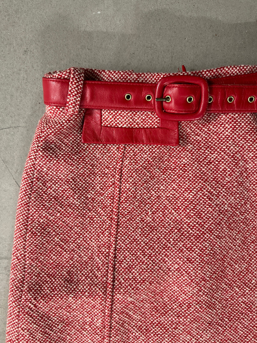 D&G -  TWEED SKIRT WITH LEATHER BELT