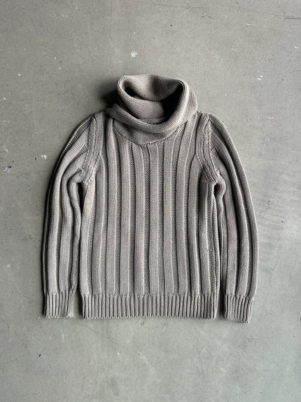 DANIELE ALESSANDRINI - 1990s WRAP AROUND COLLAR CHUNKY KNIT JUMPER