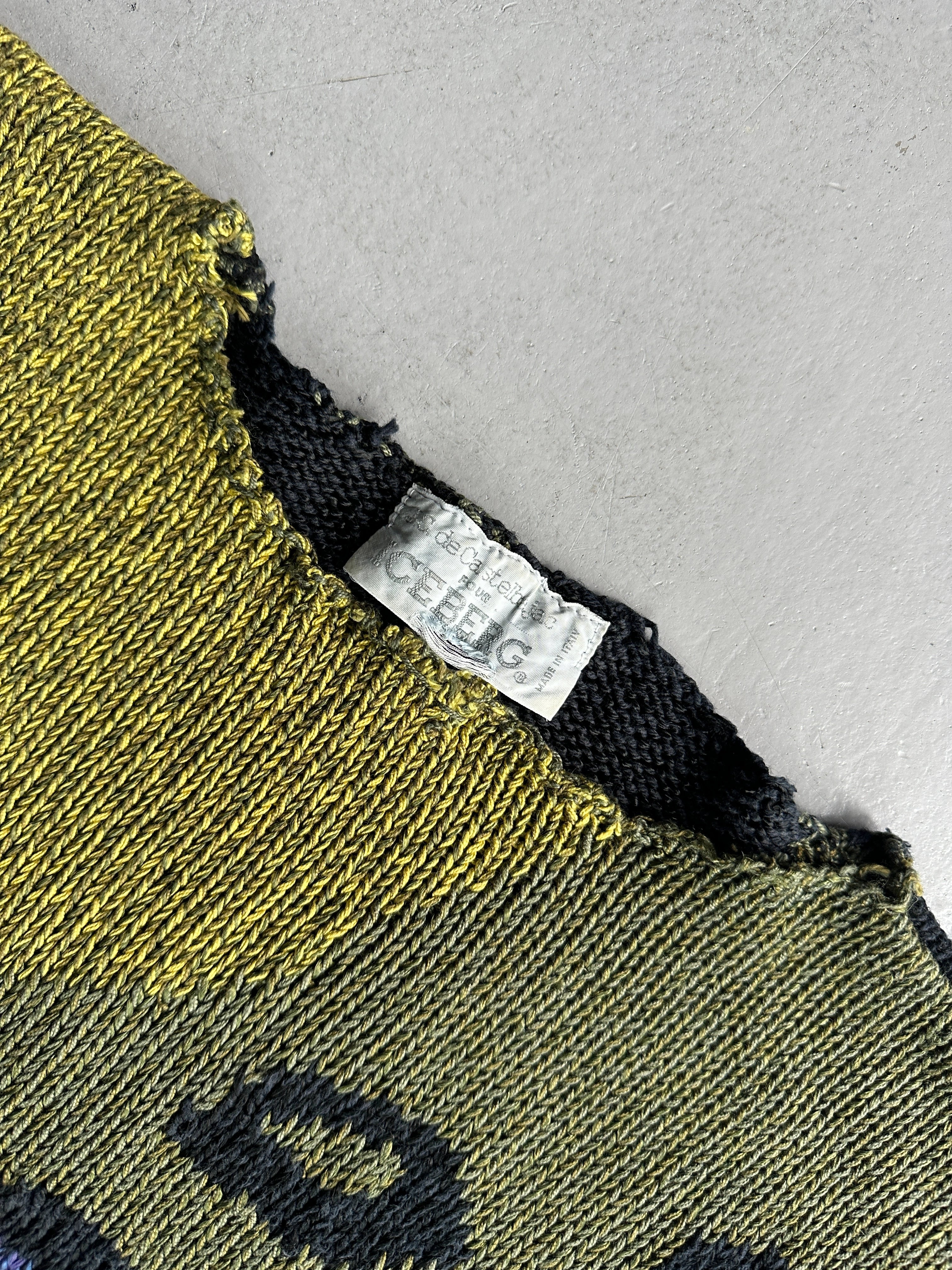 ICEBERG BY J.C. DE CASTELBAJAC - 1980s DISTRESSED COLLAR KNIT JUMPER
