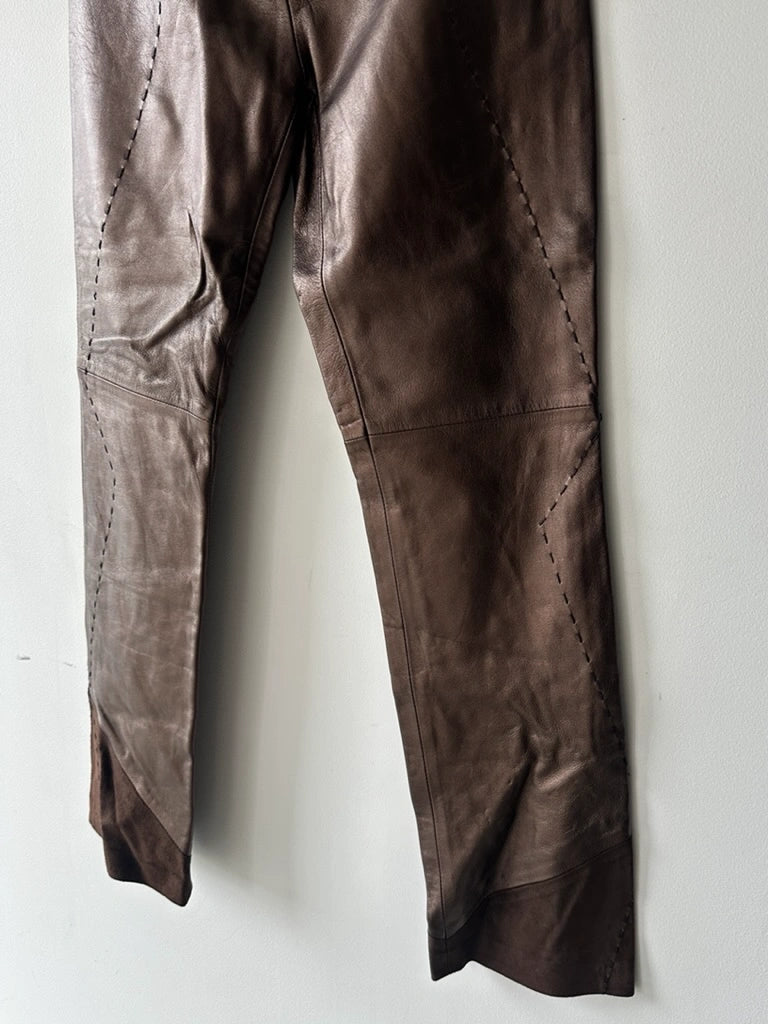 GIANFRANCO FERRÉ - early 2000s METALLIC LEATHER AND SUEDE TROUSERS