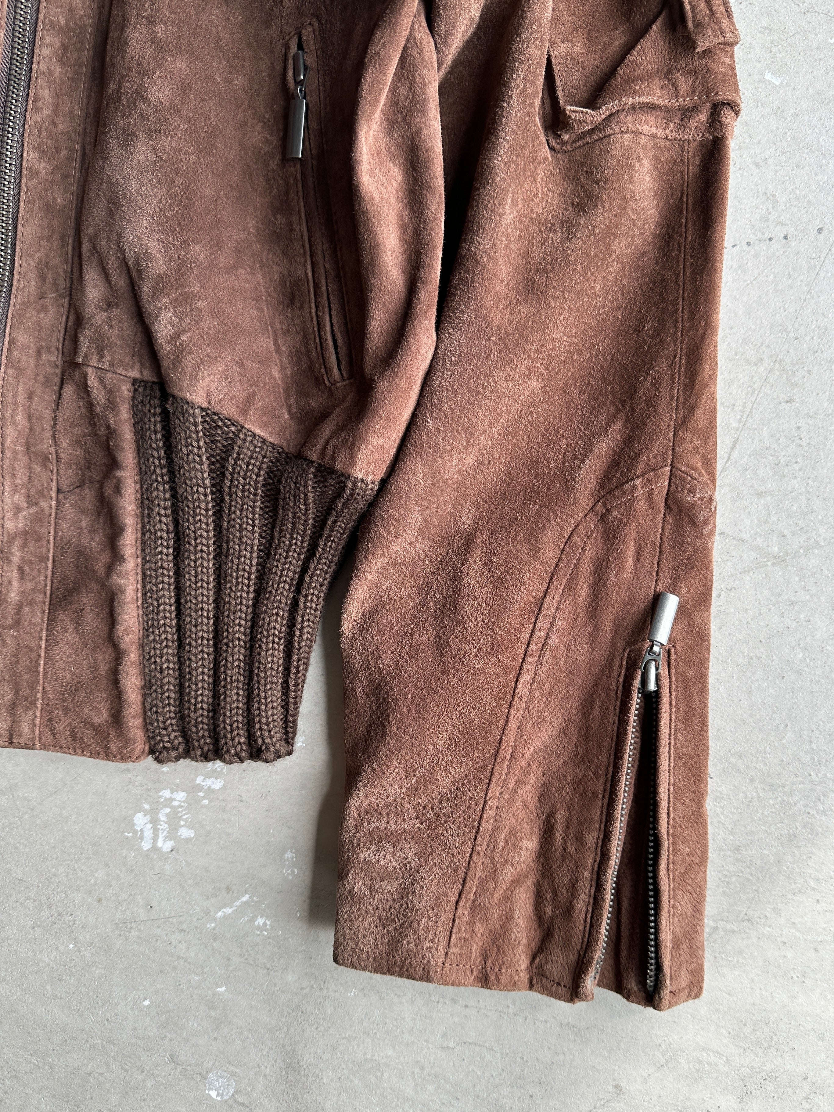 1990s SUEDE JACKET WITH KNITTED DETAILS