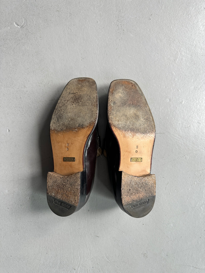 GUCCI - 1980s SQUARE TOE HORSEBIT LOAFERS