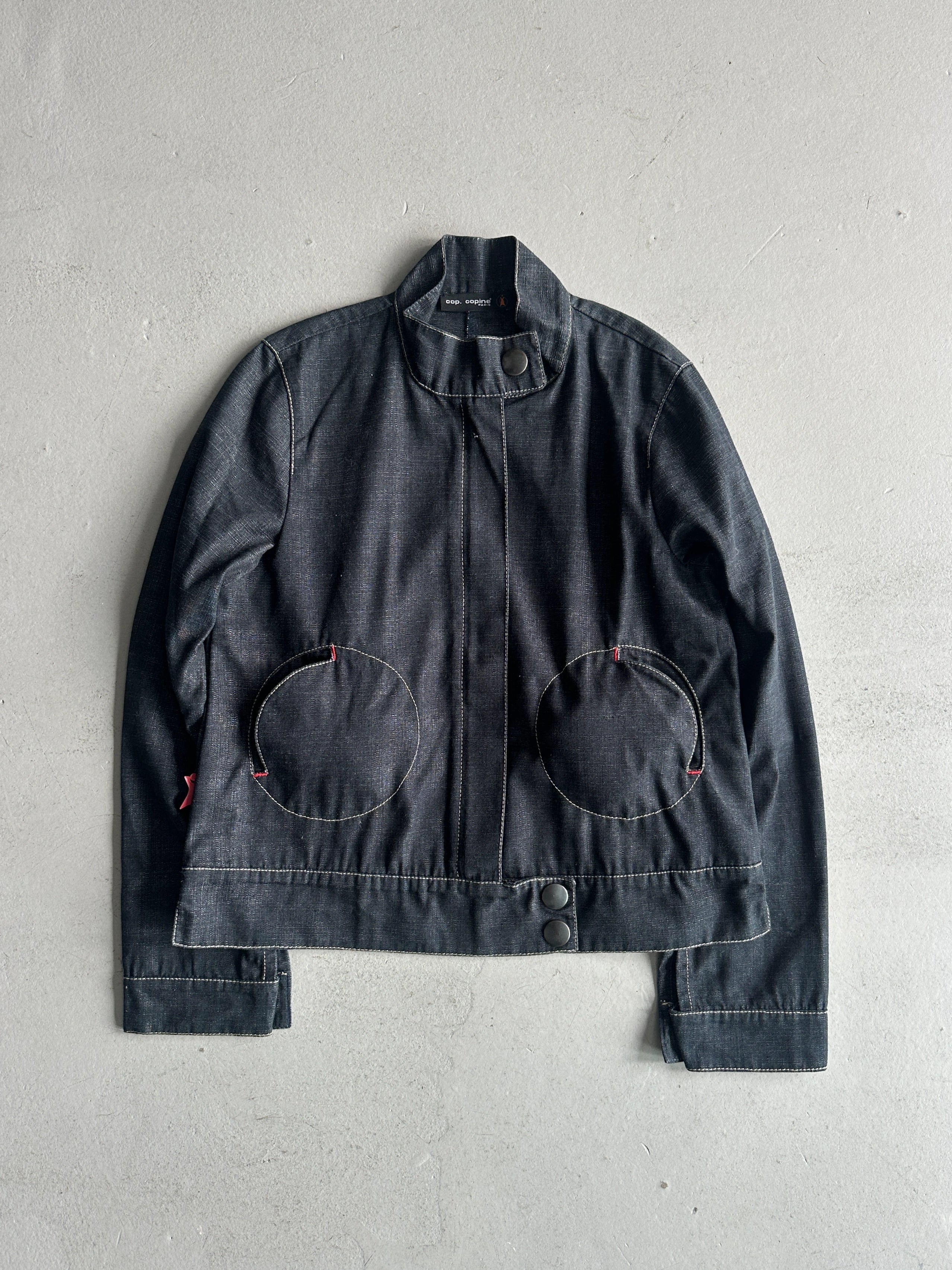 COP COPINE - 2000s CROP FIT DENIM JACKET WITH ROUND POCKETS