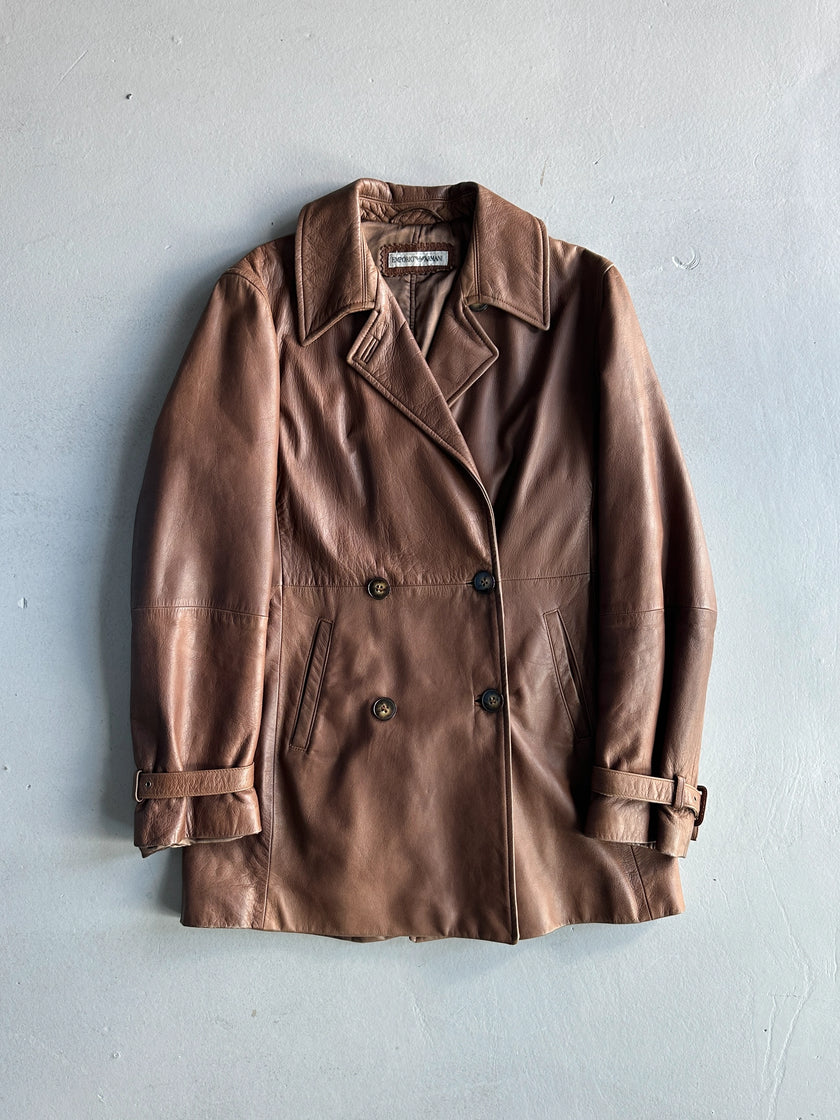 EMPORIO ARMANI - 1980s DOUBLE BREASTED LEATHER JACKET