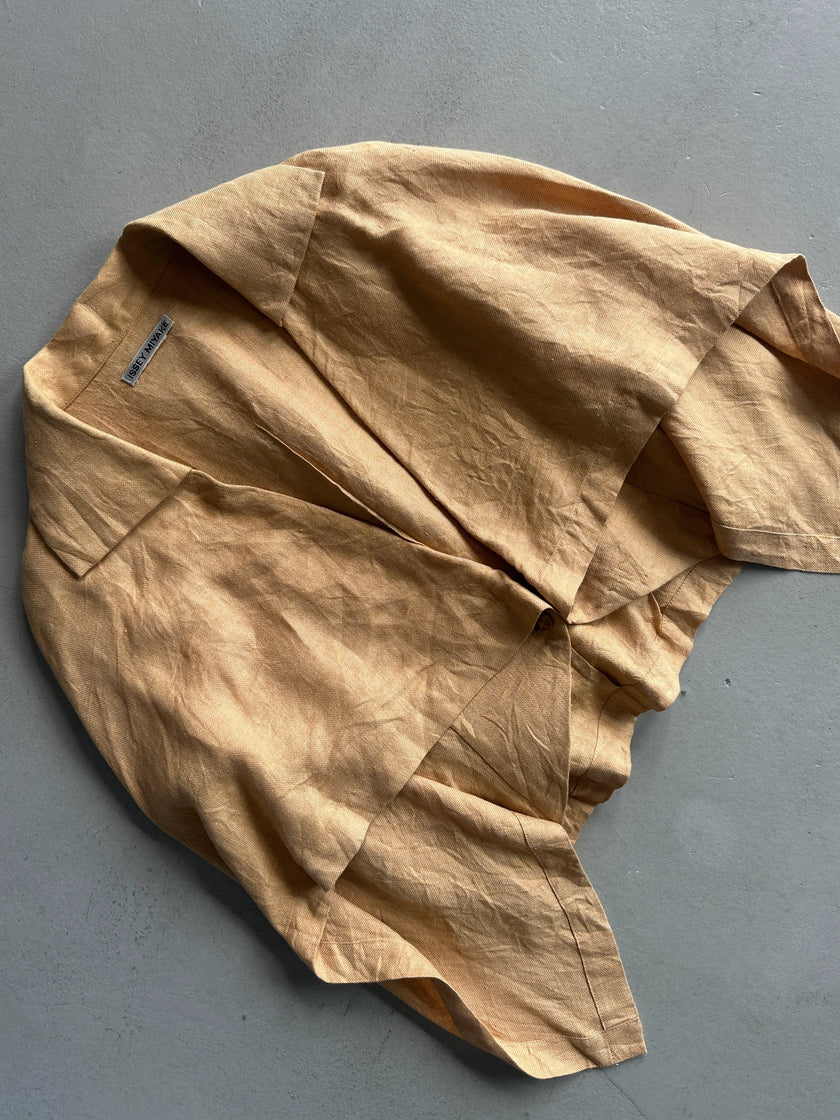 ISSEY MIYAKE - 1990s CROP FIT LINEN CAPE BLOUSE