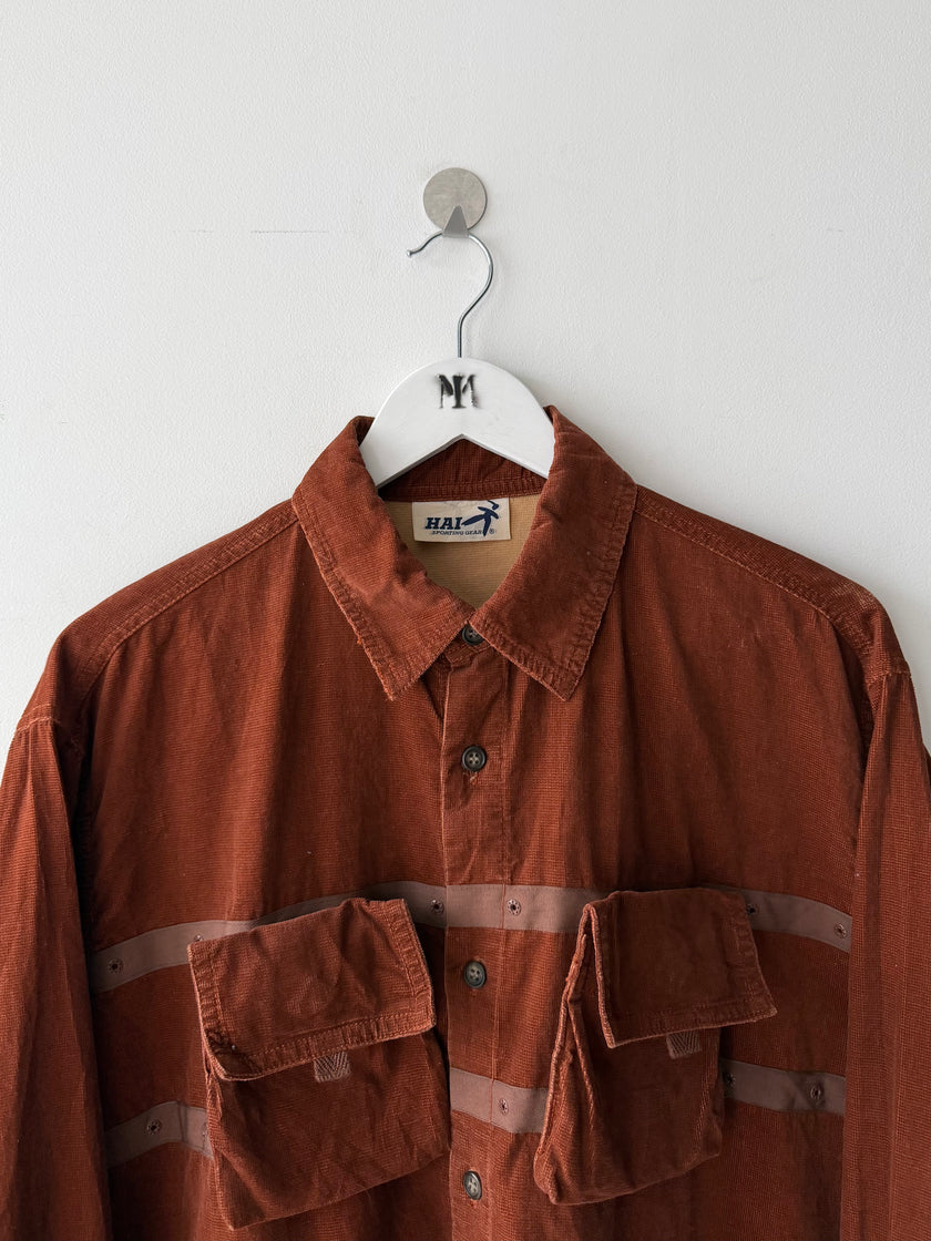 ISSEY MIYAKE HAI - 1980s CORDUROY SHIRT WITH DETACHABLE POUCH POCKETS