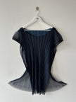 ISSEY MIYAKE - 2000s LAYERED LONGLINE TOP WITH SHEER MESH OVERLAY