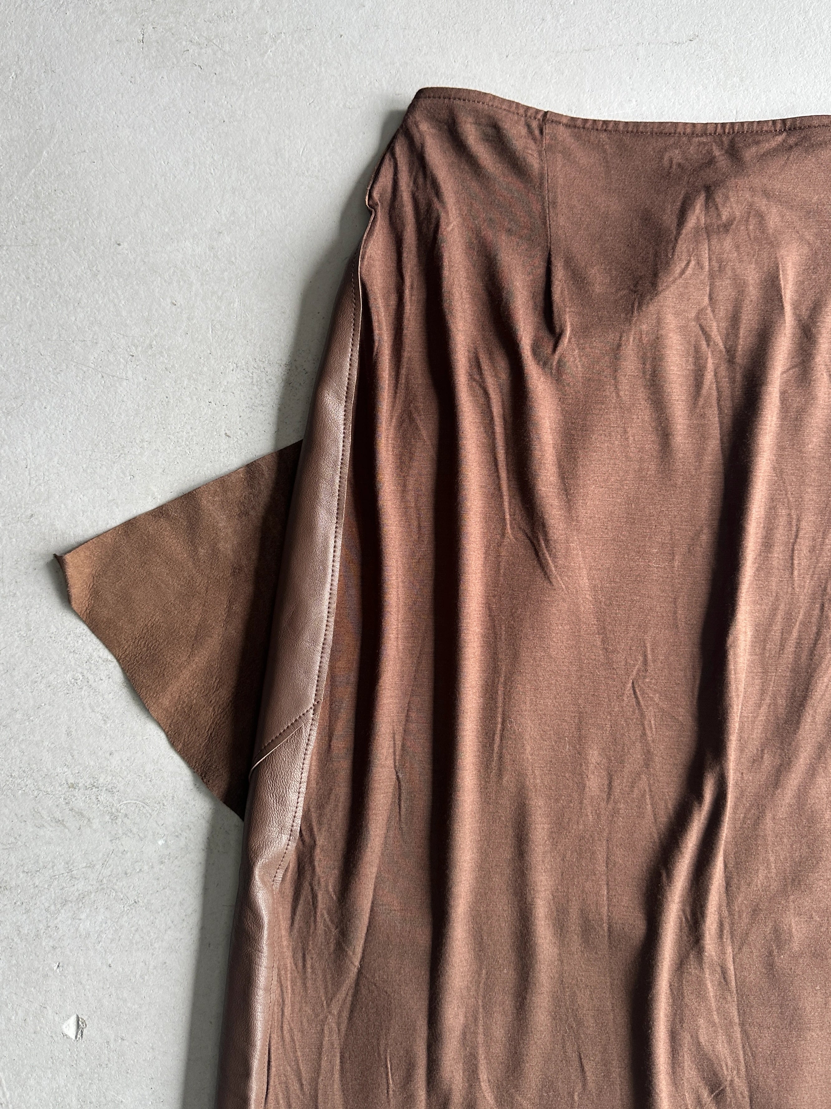 MARIELLA BURANI - 1990s ASYMMETRICAL PANELED LEATHER SKIRT