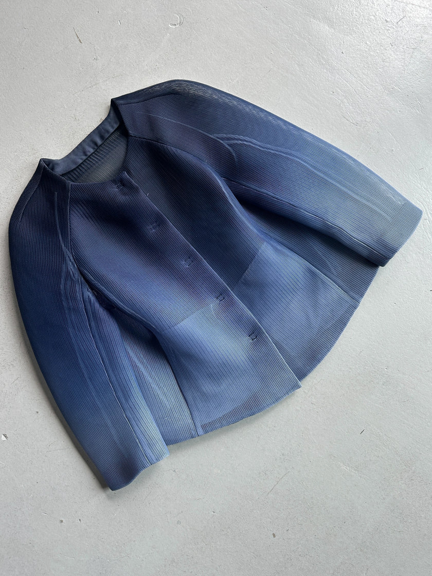 ARMANI COLLEZIONI - S/S 2015 GRADIENT BLUE STRUCTURED MESH JACKET
