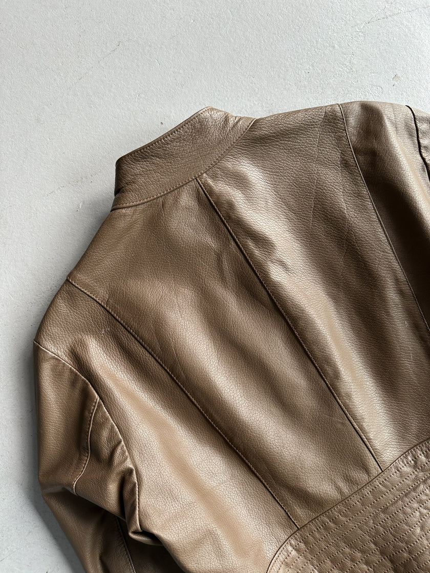 1990s STITCHED WAIST PANEL LEATHER JACKET