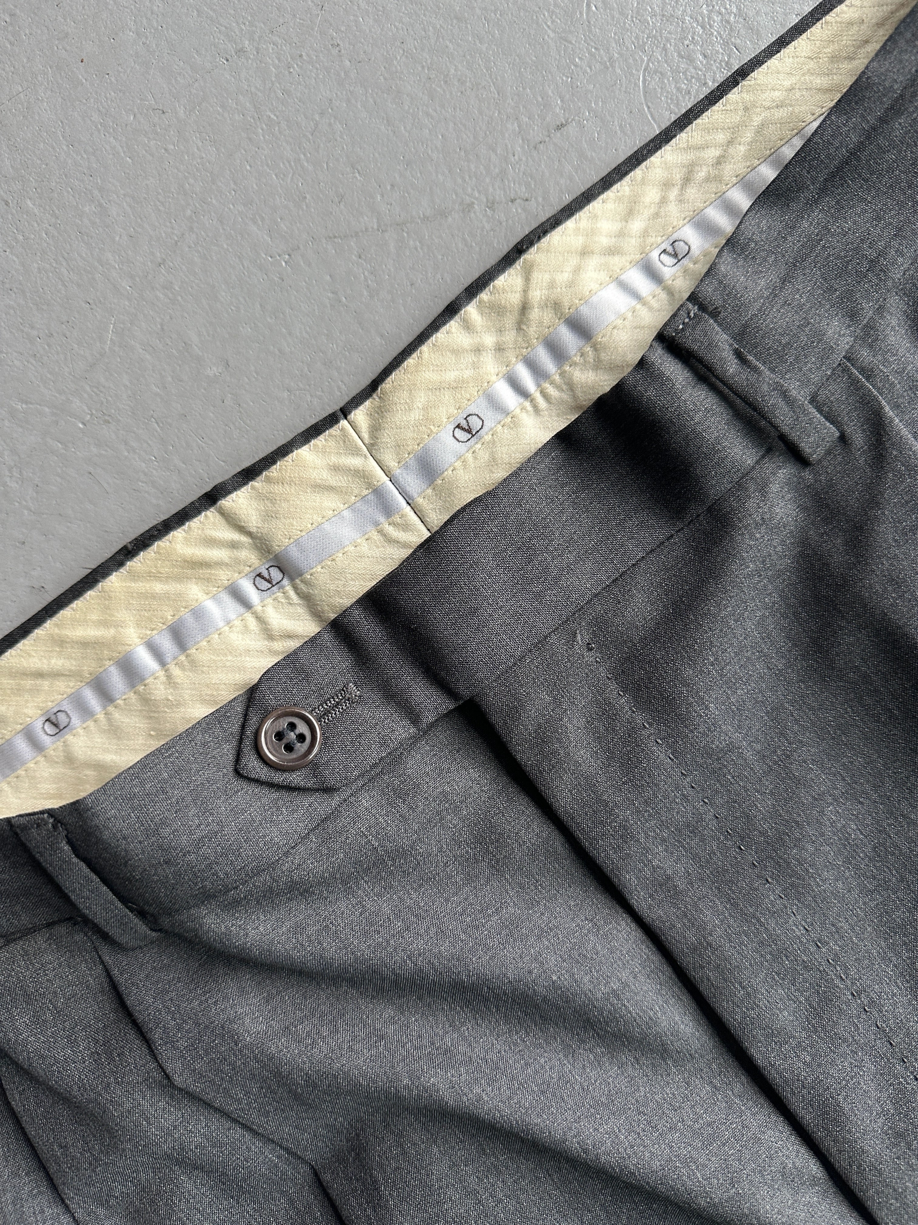 VALENTINO - 1990s TURN UP HEM FRONT PLEATS TAILORED TROUSERS