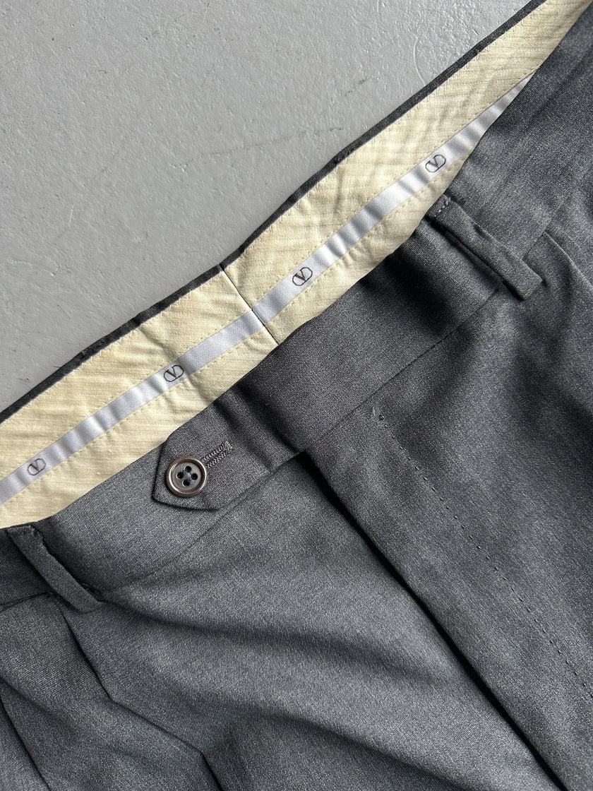 VALENTINO - 1990s TURN UP HEM FRONT PLEATS TAILORED TROUSERS