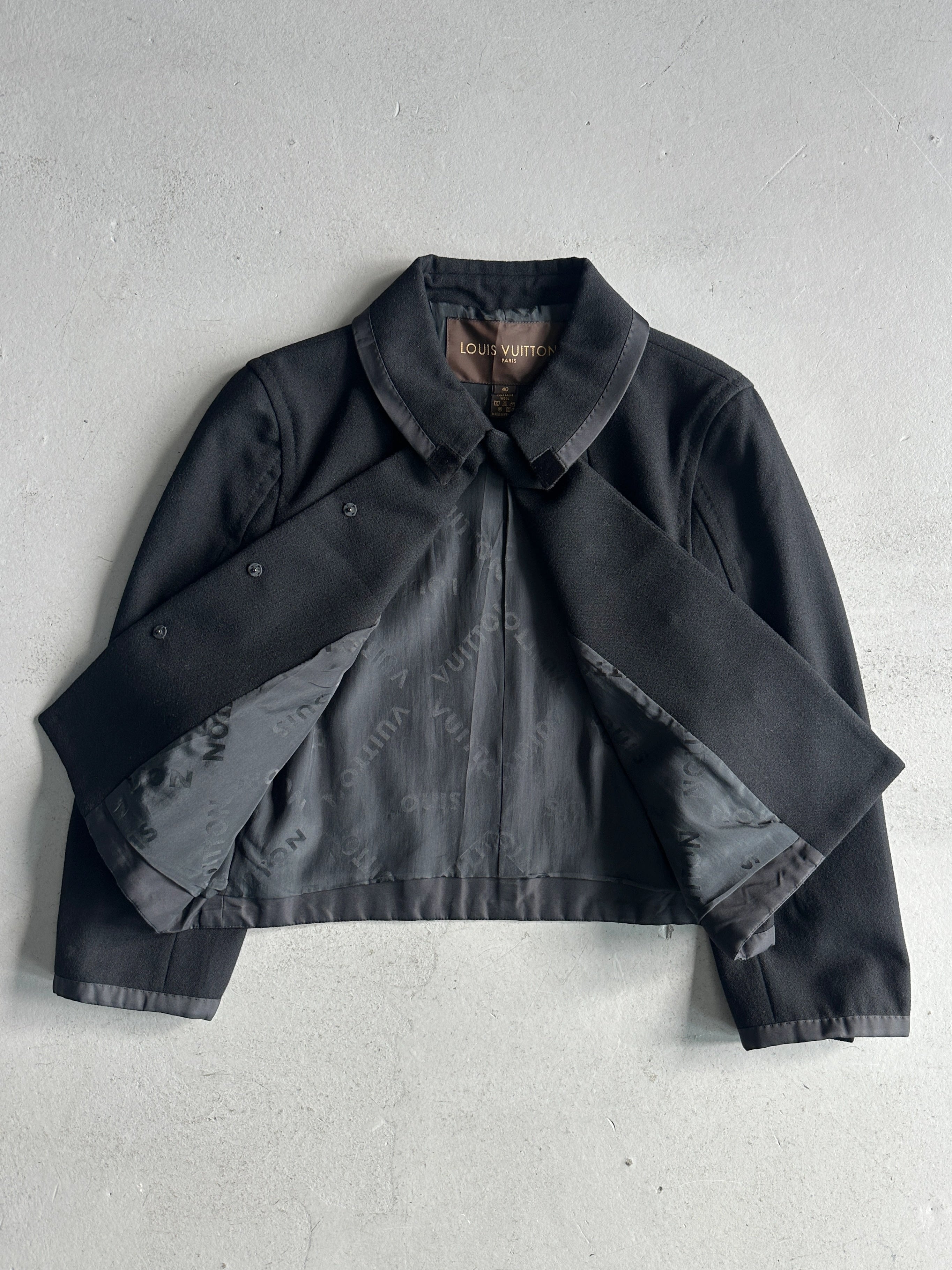 LOUIS VUITTON by MARC JACOBS - A/W 2004 CROP FIT WOOL BLAZER WITH LEAF BUTTONS DETAIL