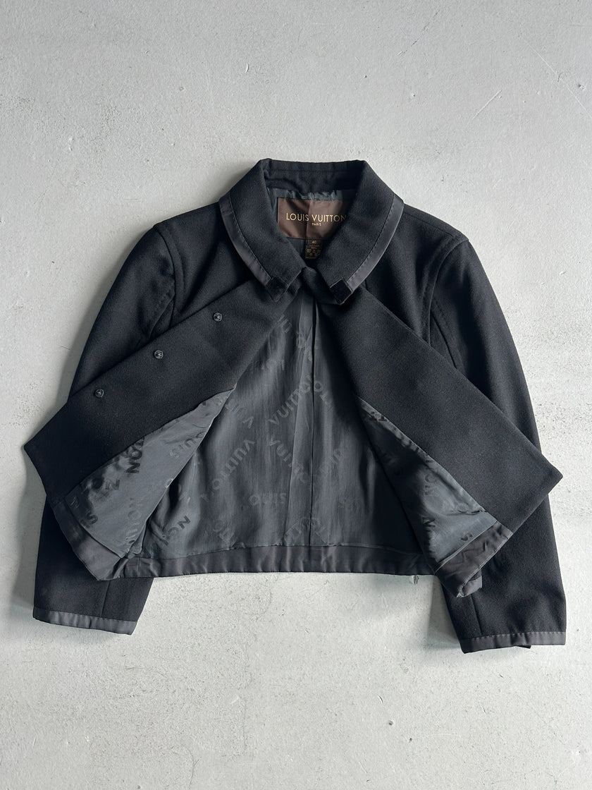 LOUIS VUITTON by MARC JACOBS - A/W 2004 CROP FIT WOOL BLAZER WITH LEAF BUTTONS DETAIL