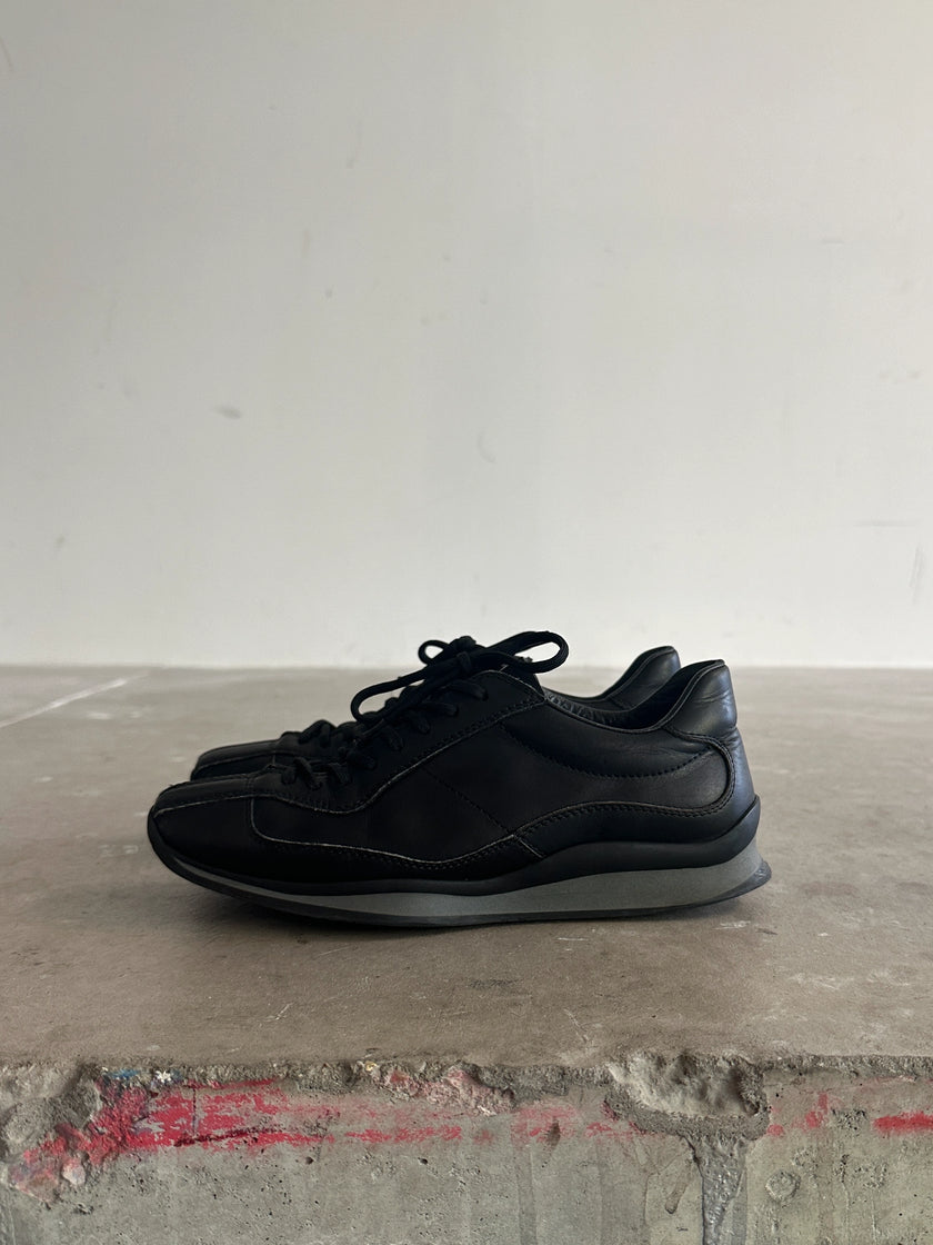 PRADA LINEA ROSSA - 2000s SQUARE TOE LEATHER SNEAKERS